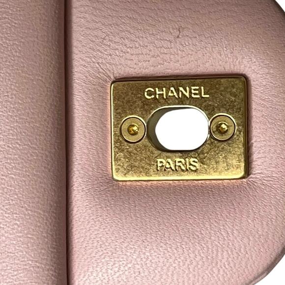 Chanel Mini Rectangular Flap Bag with Heart Chain Pink Lambskin Antique Gold - Picture 15 of 15